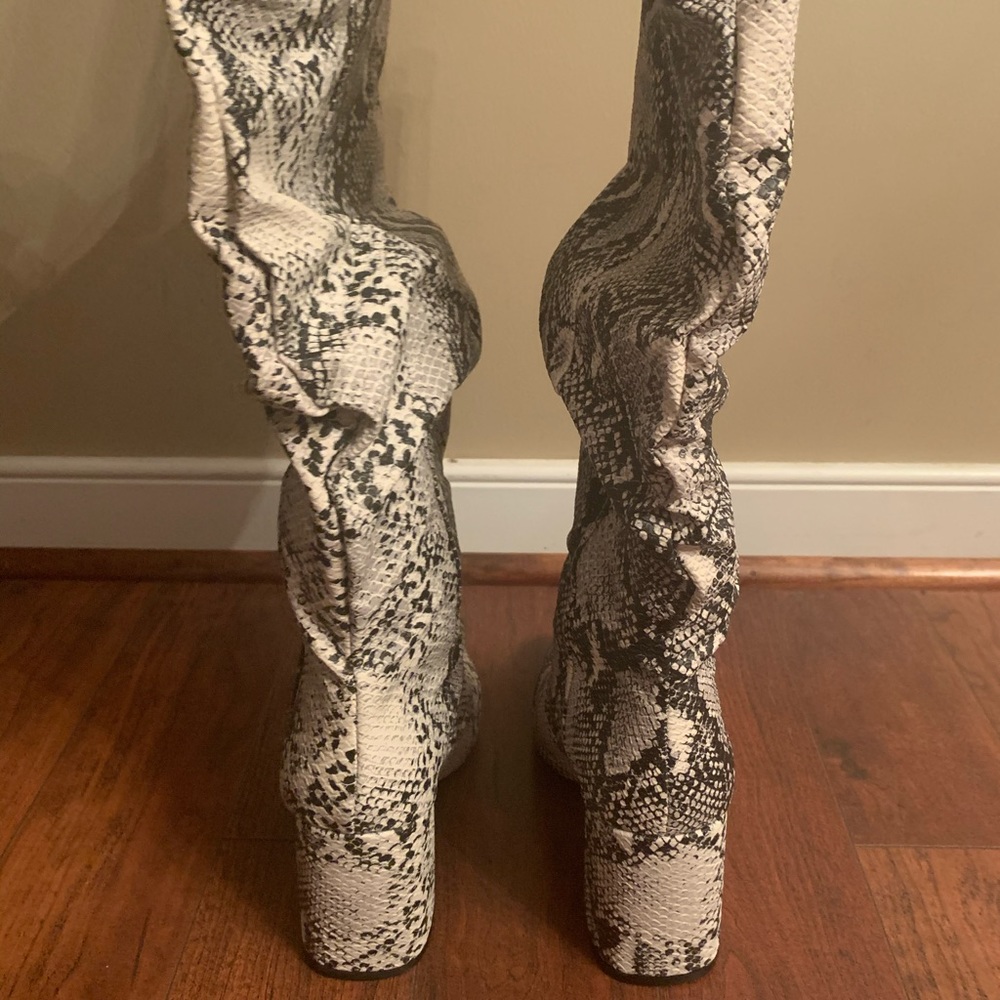 Leather Snake Print Boots - Picture 3 of 7